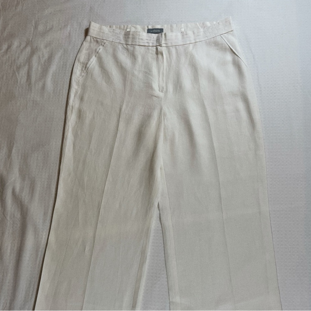 Vintage Steilmann Linen Pants | Cream Straight Leg Trousers | 34” Waist